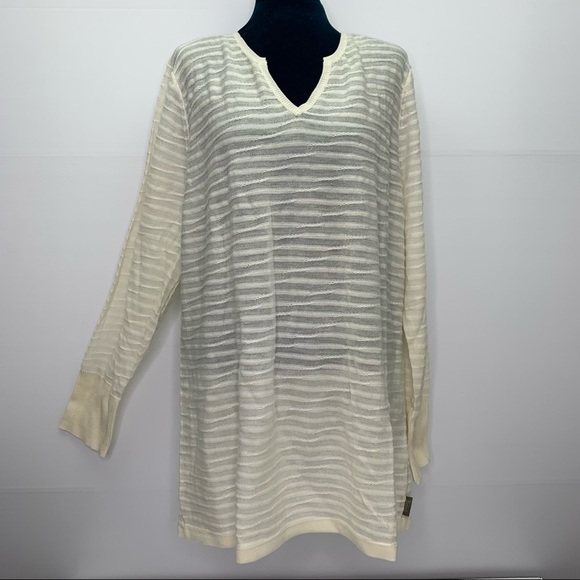 Woolrich Sweater Cream Knit 2XL V Neck Long Sleeve XXL Plus Size - Picture 1 of 9